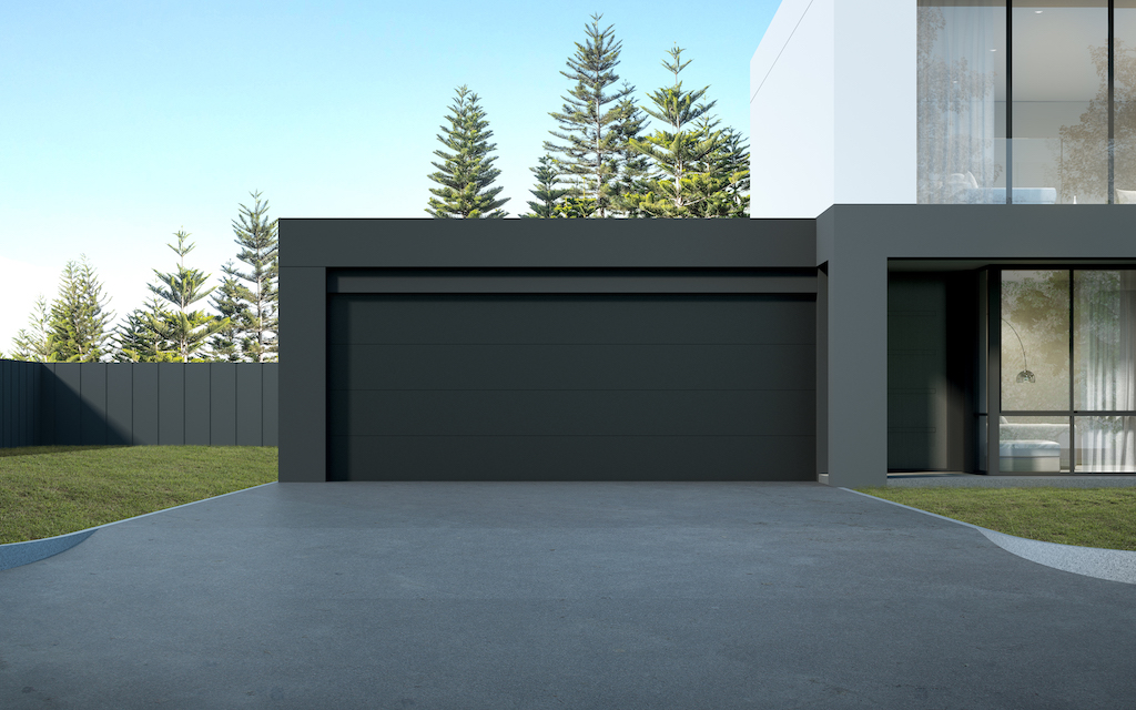 3D rendering of modern luxury house with garage.